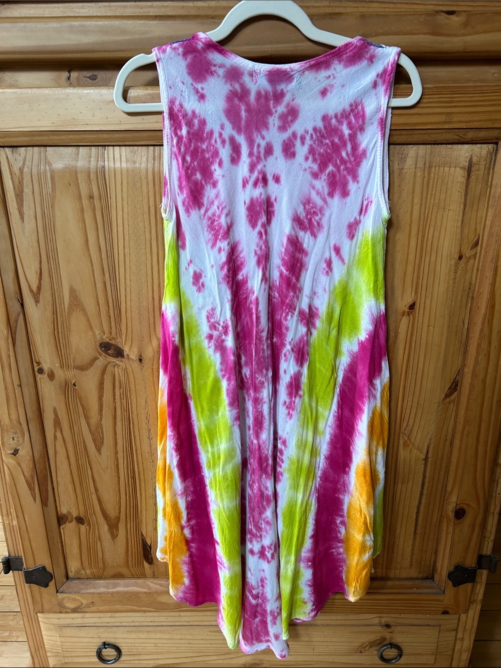 Pams Casuals Tie-Dye Floral Swing Sleeveless Dress/Coverup 100% Rayon - Picture 6 of 7